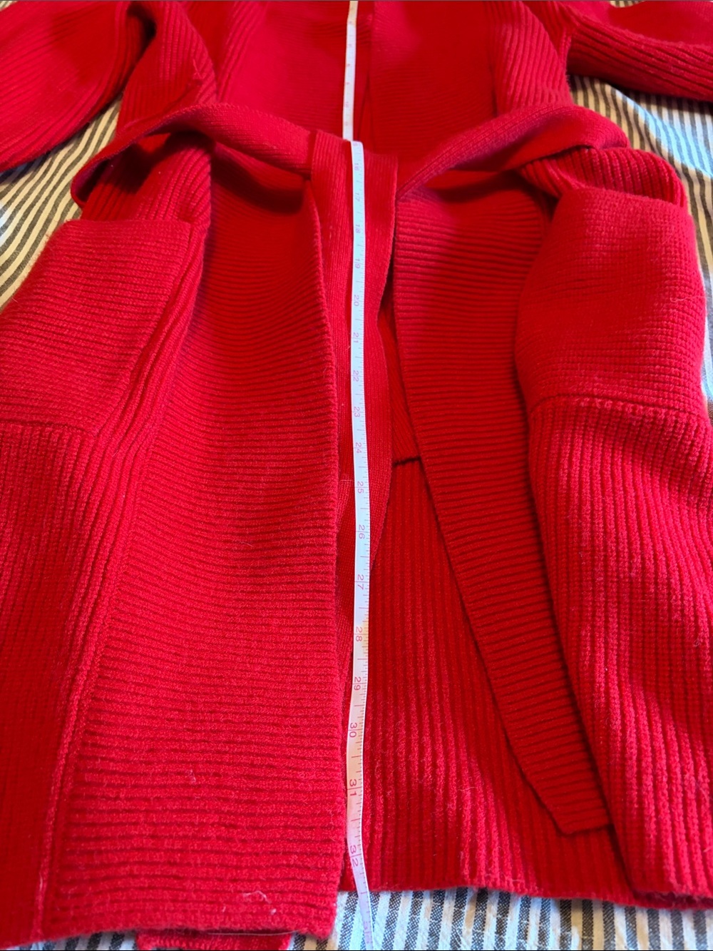 Ann Taylor Red Long Knit Belted Cardigan - Picture 7 of 7